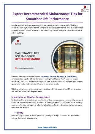 Expert-Recommended Maintenance Tips for Smoother Lift Performance