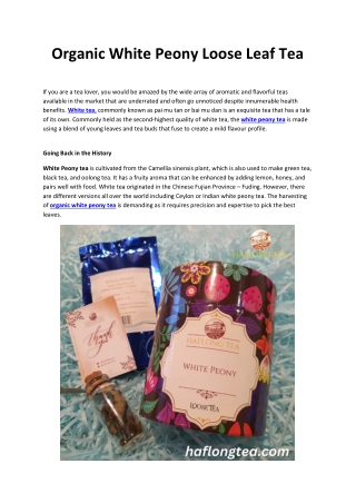 White Petal Serenity – A Premium Organic White Peony Loose Leaf Infusion
