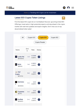 Explore the Hottest Initial DEX Offerings – Live & Upcoming IDOs