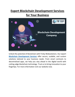 Expert Blockchain Development Services for Your Business