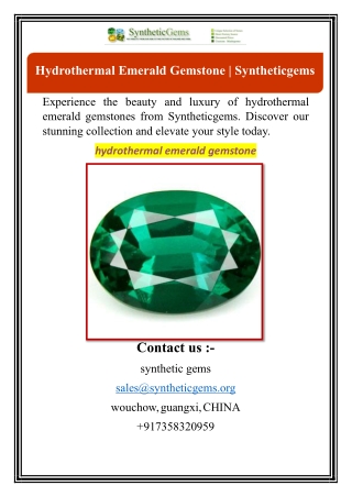 Hydrothermal Emerald Gemstone | Syntheticgems