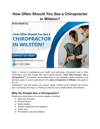 how often should you see a chiropractor in wilston