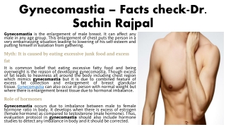 Gynecomastia – Facts check-Dr. Sachin Rajpal