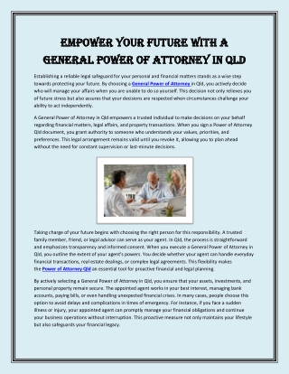 Empower Your Future with a General Power of Attorney in Qld