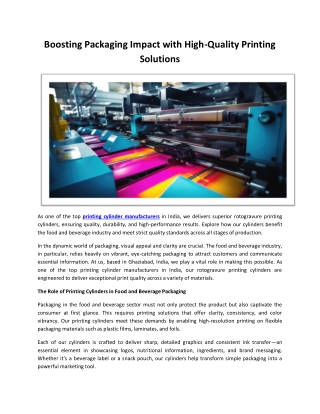 Boosting Packaging Impact with High-Quality Printing Solutions