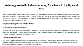 Astrology Award in India – Honoring Excellence in the Mystical Arts