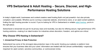 _VPS Switzerland & Adult Hosting – Secure, Discreet, and High-Performance Hosting Solutions