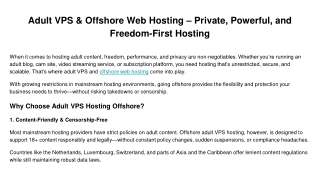 Adult VPS & Offshore Web Hosting – Private, Powerful, and Freedom-First Hosting