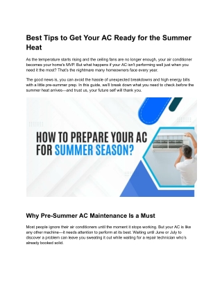 Best Tips to Get Your AC Ready for the Summer Heat