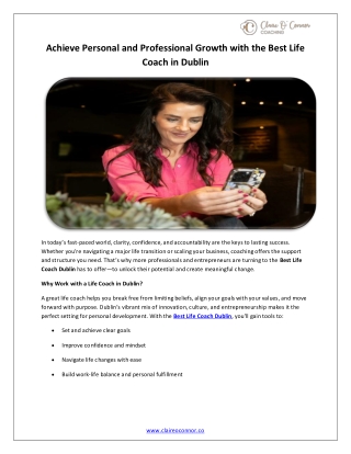 Achieve Personal and Professional Growth with the Best Life Coach in Dublin