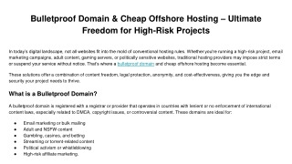 Bulletproof Domain & Cheap Offshore Hosting – Ultimate Freedom for High-Risk Projects