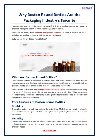 Why Boston Round Bottles Are the Packaging Industry’s Favorite