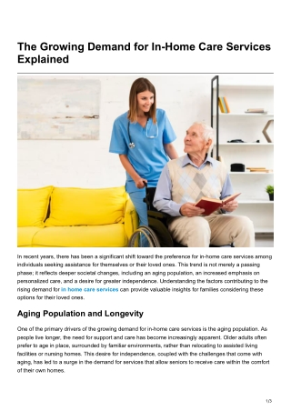 The Growing Demand for In-Home Care Services Explained