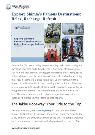 Discover Shimla’s Top Attractions – Jakhu Ropeway, Chadwick Falls & More