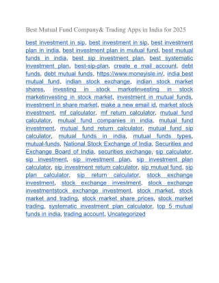 Best Mutual Fund Company& Trading Apps in India for 2025