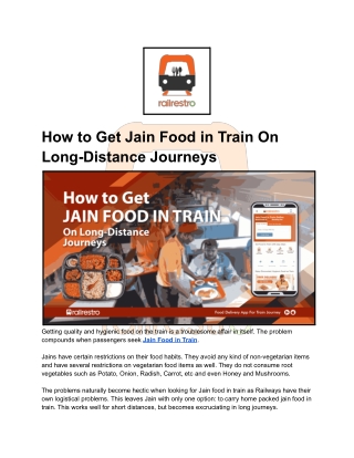 How to Get Jain Food in Train on Long-Distance Journeys