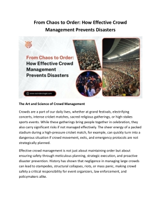 From Chaos to Order: How Effective Crowd Management Prevents Disasters