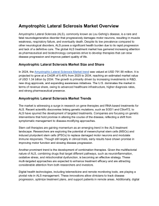 Amyotrophic Lateral Sclerosis Market Size & Forecast | 2034