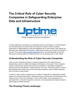 the critical role of cyber security companies