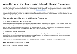 Apple Computer Hire Cost-Effective Options for Creative Professionals