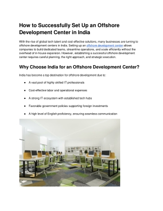 A Guide to Set Up a Successful Offshore Development Center in India