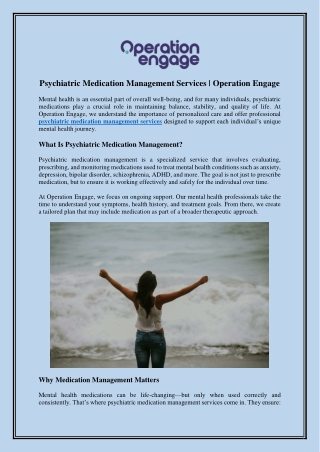 psychiatric medication management services