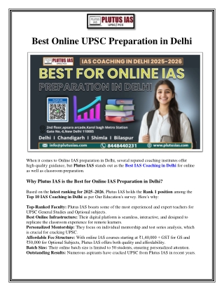 Which is the best institute for Online IAS preparation in Delhi