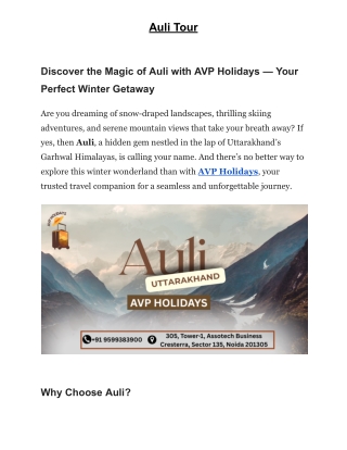 Auli Tour