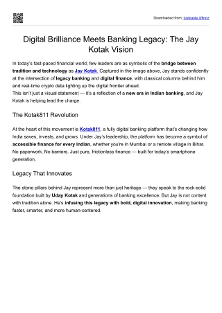 Digital Brilliance Meets Banking Legacy: The Jay Kotak Vision