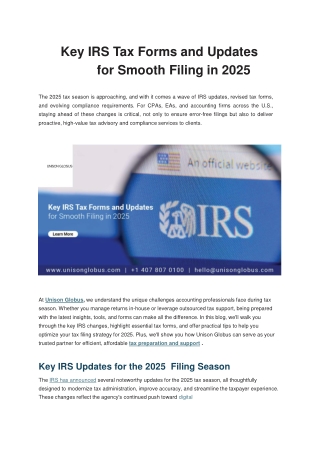 key irs tax forms and updates for smooth filing