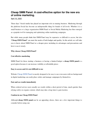 Cheap SMM Panel A cost-effective option for the new era of online marketing.
