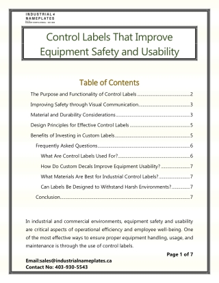 control labels that improve equipment safety