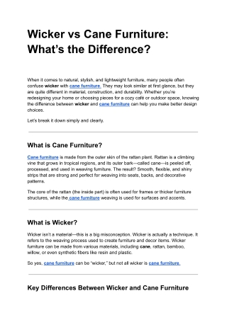 Wicker vs Cane Furniture: What’s the Difference?