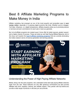 Best 8 Affiliate Marketing Programs to Make Money in India