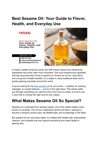 Best Sesame Oil_ Your Guide to Flavor, Health, and Everyday Use