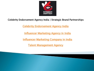 Celebrity Endorsement Agency India  Strategic Brand Partnerships