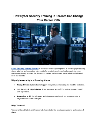 How Cyber Security Training in Toronto Can Change Your Career Path