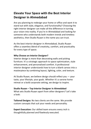 Interior Designers in Ahmedabad for Beautiful Living Spaces