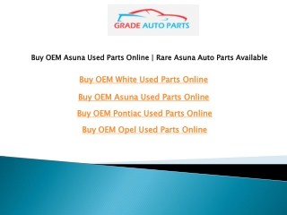 Buy OEM Asuna Used Parts Online  Rare Asuna Auto Parts Available