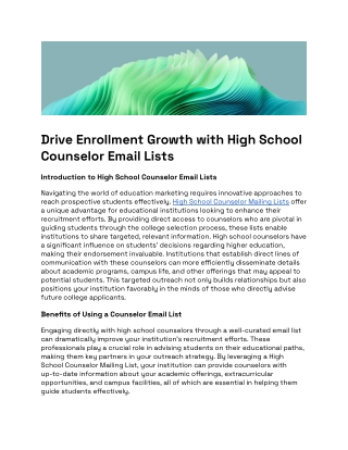 Drive Enrollment Growth with High School Counselor Email Lists