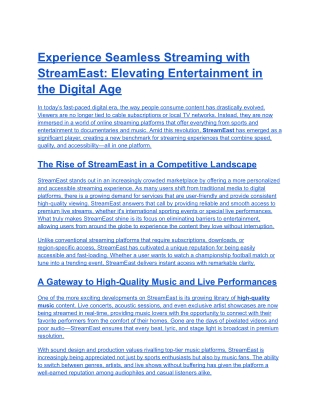 experience seamless streaming with streameast