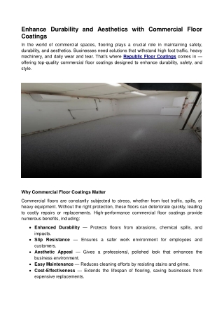 Enhance Durability and Aesthetics with Commercial Floor Coatings