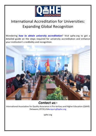 International Accreditation for Universities: Expanding Global Recognition