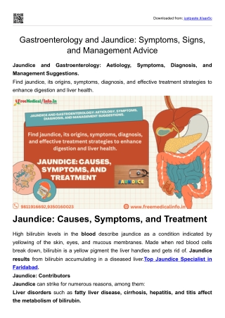 Gastroenterology and Jaundice Symptoms, Signs, and Management Advice