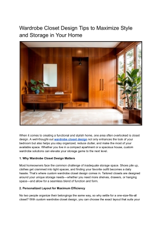 Custom Wardrobe Closet Design: Optimize Your Space with Stylish Storage Solution