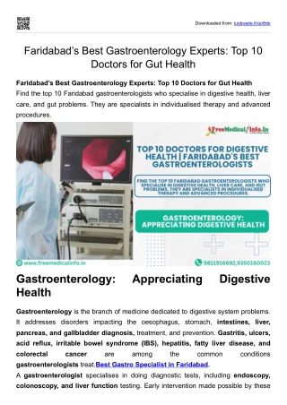 Faridabad’s Best Gastroenterology Experts Top 10 Doctors in Faridabad