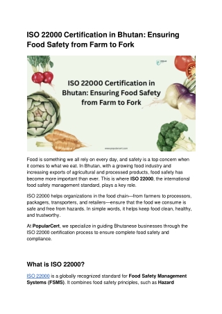 ISO 22000 Certification in Bhutan_ Ensuring Food Safety from Farm to Fork