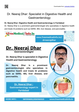 Dr. Neeraj Dhar Specialist in Digestive Health and Gastroenterology
