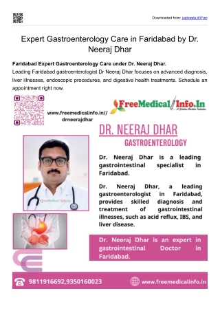 Expert Gastroenterology Care in Faridabad by Dr. Neeraj Dhar