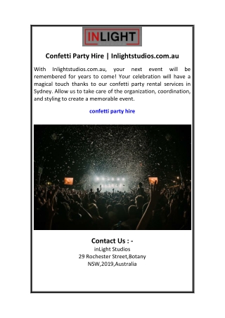 Confetti Party Hire  Inlightstudios.com.au